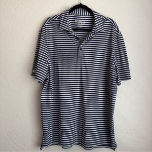 IBKUL Men's Golf Performance UPF 50+ Polo Shirt Stripes Blue White XL
